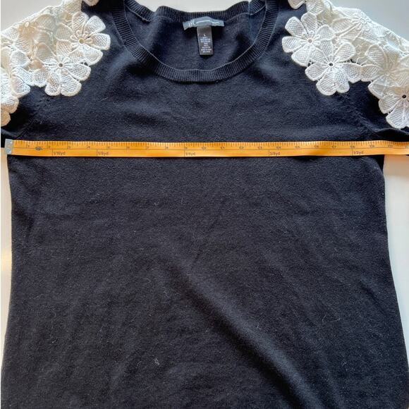 INC International Concepts Black/White Lace Detail Scoop Neck Sweater- L - Picture 7 of 8
